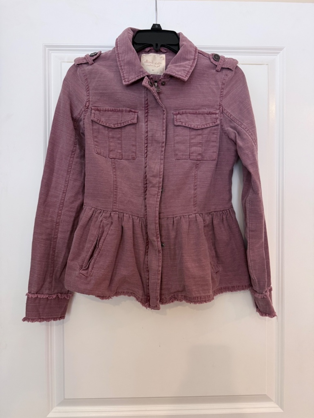 Altar'd State Purple fitted cotton Jacket with ruffled hem Women’s size S/M